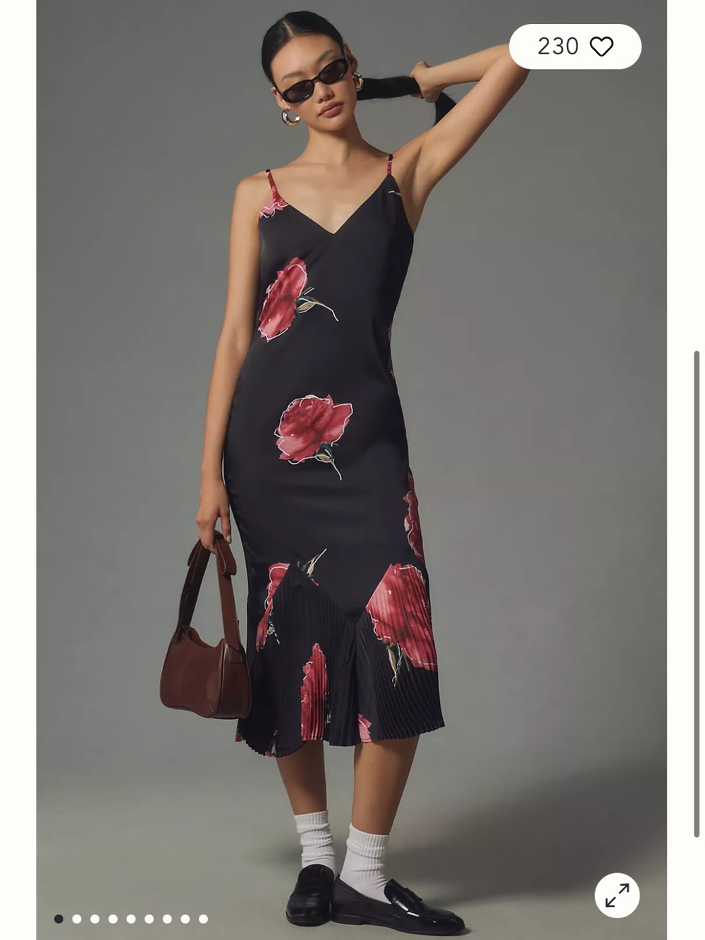 Anthropologie Adelyn Rae Satin Midi Slip Dress Small NEW Black Roses Vamp